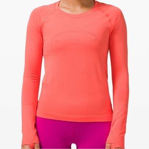Lululemon Swiftly Tech Long-Sleeve Shirt 2.0 in Sunset (light orange/coral), W6